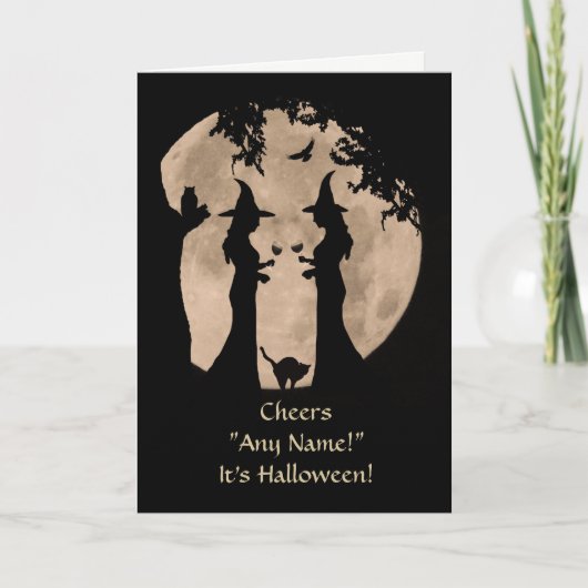 ハロウィーンウィッチズワイン名前をカスタムするフロント カード (正面)