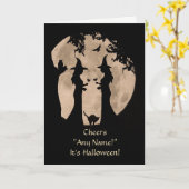ハロウィーンウィッチズワイン名前をカスタムするフロント カード (黄色い花)