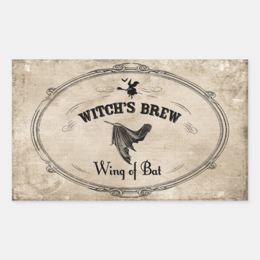 ハロウィーンウィッチズ醸造原料 – ウィング・オブ・こうもり 長方形シール (正面)