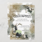ハロウィーンウィッチテーマパーティの招待状 招待状 (正面/裏面)