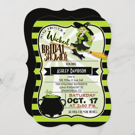 ハロウィーンウィッチテーマブライダルシャワー 招待状 (正面/裏面)