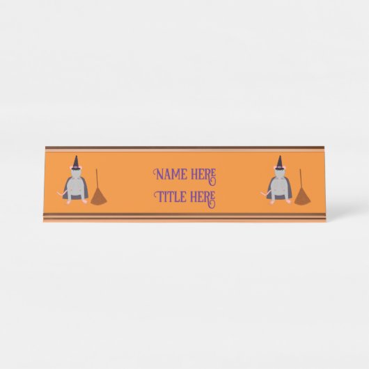 ハロウィーンウィッチネズミとブロムカスタム デスクネームプレート (正面)