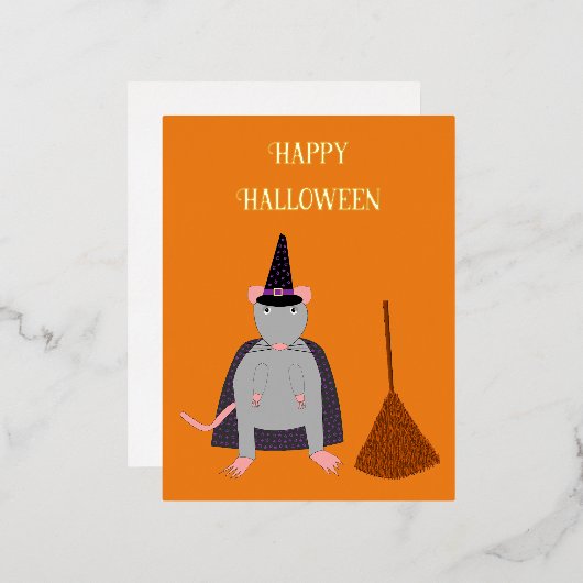 ハロウィーンウィッチネズミとブロムカスタム 箔シーズンポストカード (正面/裏面)