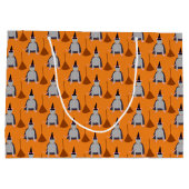 ハロウィーンウィッチネズミとブロムパターン(の模様が)ある ラージペーパーバッグ (裏面)