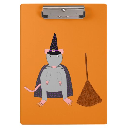 ハロウィーンウィッチネズミと箒 クリップボード (正面)