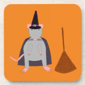 ハロウィーンウィッチネズミと箒 コースター (正面)