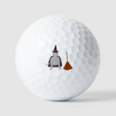 ハロウィーンウィッチネズミと箒 ゴルフボール (正面)