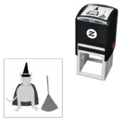 ハロウィーンウィッチネズミと箒 セルフインキングスタンプ (インサイチュ)