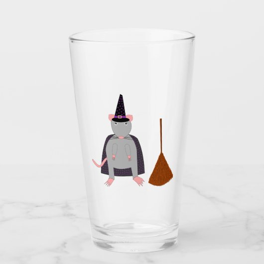 ハロウィーンウィッチネズミと箒 タンブラーグラス (正面)