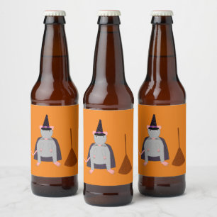 ハロウィーンウィッチネズミと箒 ビールラベル