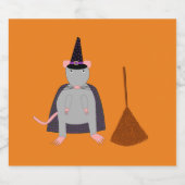 ハロウィーンウィッチネズミと箒 ビールラベル (シングルラベル)