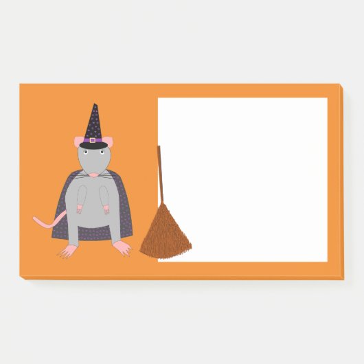 ハロウィーンウィッチネズミと箒 ポストイット (正面)