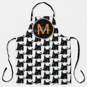 ハロウィーンウィッチハットと黒猫モノグラム エプロン (正面)