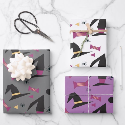 ハロウィーンウィッチハットキャンディオレンジブラックパープル ラッピングペーパーシート (正面)