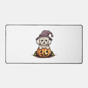 ハロウィーンウィッチハットパンプキンドッグマルチーズ デスクマット