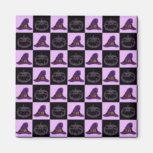 ハロウィーンウィッチハットパンプキン顔パタ不気味ーン マグネット (正面)
