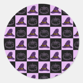 ハロウィーンウィッチハットパンプキン顔パタ不気味ーン ラウンドシール