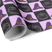 ハロウィーンウィッチハットパンプキン顔パタ不気味ーン ラッピングペーパー (ロールコーナー)