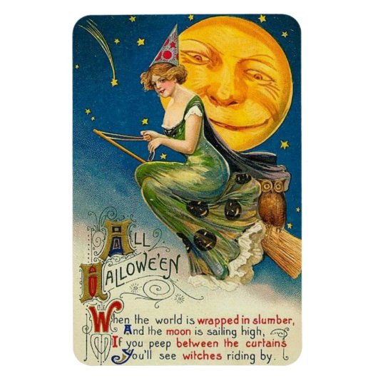 ハロウィーンウィッチバイライドヴィンテージ マグネット (縦)