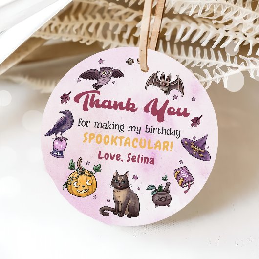 ハロウィーンウィッチパンプキンキャット誕生日メッセージカード フェイバータグ
