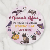 ハロウィーンウィッチパンプキンキャット誕生日メッセージカード フェイバータグ (裏面)