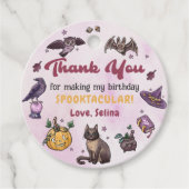 ハロウィーンウィッチパンプキンキャット誕生日メッセージカード フェイバータグ (正面)