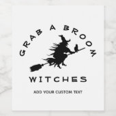 ハロウィーンウィッチパーティーパーソナライズされた白黒 ワインラベル (シングルラベル)