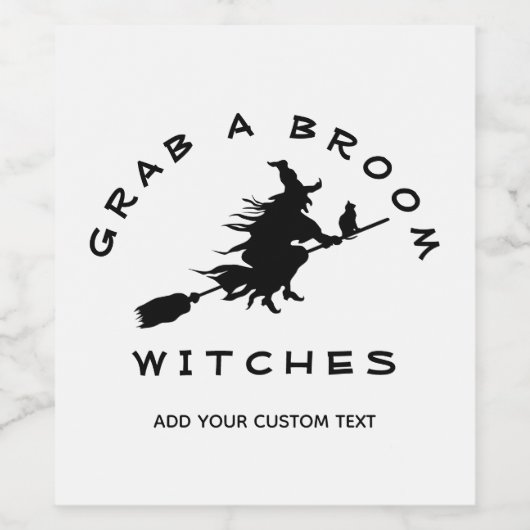 ハロウィーンウィッチパーティーパーソナライズされた白黒 ワインラベル (シングルラベル)