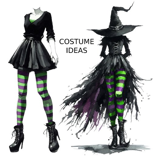 ハロウィーンウィッチパープルグリーンストライプのストッキング レギンス