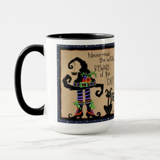 ハロウィーンウィッチブラックキャットおもしろい引用文カスタマイズ マグカップ (左)