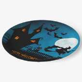 ハロウィーンウィッチブラックキャットこうもりパーティー ペーパープレート (アングル)