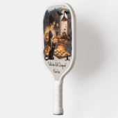 ハロウィーンウィッチブラックキャットパンプキント焼いたリート ピックルボールラケット (左)