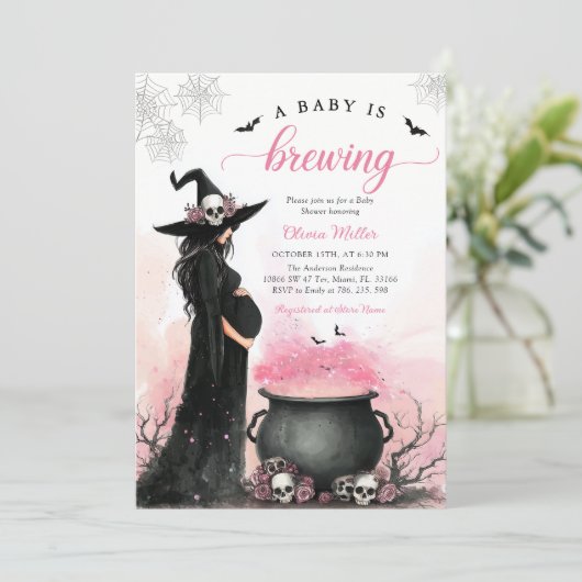 ハロウィーンウィッチベイビーシャワー招待状 招待状 (スタンド正面)