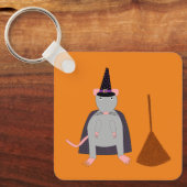 =ハロウィーンウィッチラットとほうきムダブル・サイドバイサイド キーホルダー (正面)