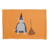 ハロウィーンウィッチラットと箒両面パターン 枕カバー (正面)