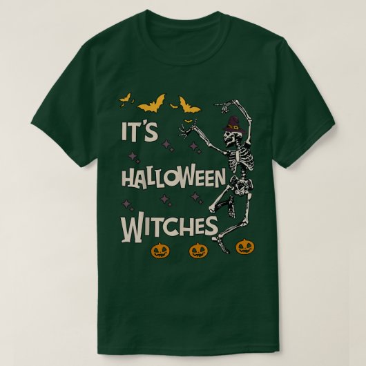 ハロウィーンウィッチヴィンテージ魔女スケルトンホール Tシャツ (デザイン正面)