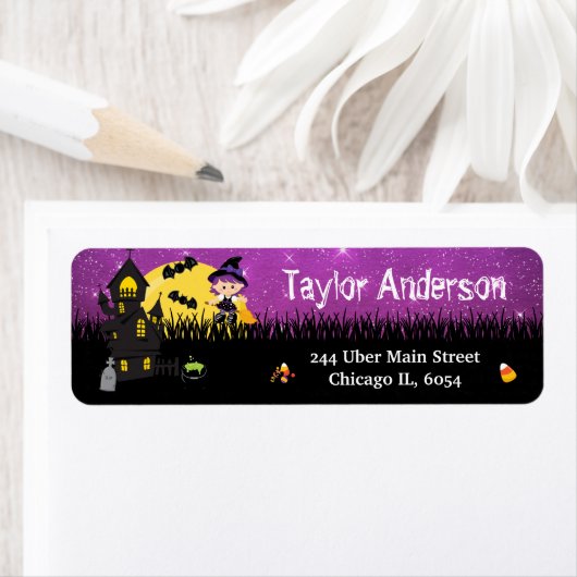 ハロウィーンウィッチ幽霊のよく出るハウスパープル ラベル (インサイチュ)