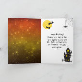 ハロウィーンウィッチ幽霊オレンジハッピーバースデー カード (内部)