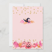 ハロウィーンウィッチ秋赤面ピンクベビーガールシャワー 招待状 (裏面)