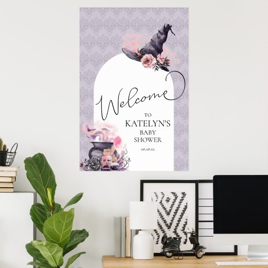 ハロウィーンウィッチ誕生日またはベビーシャワーへようこそ ポスター (ホームオフィス)