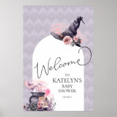 ハロウィーンウィッチ誕生日またはベビーシャワーへようこそ ポスター (正面)