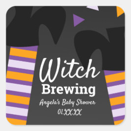 ハロウィーンウィッチ足赤ちゃんシャワーパーティーの好意 スクエアシール