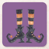 ハロウィーンウィッチ足 スクエアペーパーコースター (正面)