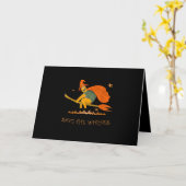 ハロウィーンウィッチ飛んでいるタートルブルームサレム カード (黄色い花)