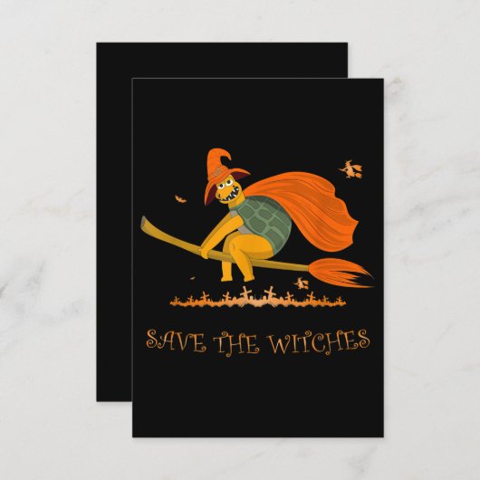 ハロウィーンウィッチ飛んでいるタートルブルームサレム 出欠カード (正面/裏面)