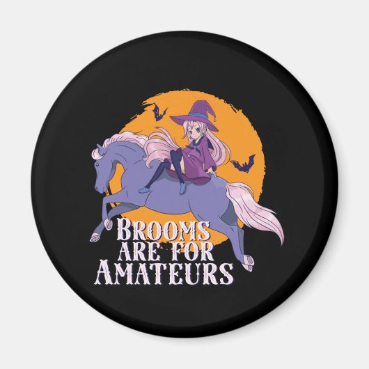 ハロウィーンウィッチ馬好きかわいいアニメガール マグネット (正面)