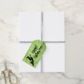 ハロウィーンウィッチ&こうもりシルエットグリーングランジ ギフトタグ (より糸付き)