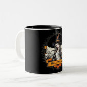 ハロウィーンウィッチ&カボチャクラシックンスのコーヒーマグ – Sp ツートーンマグカップ (正面左)