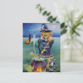 ハロウィーンウィッチ&クリッターフレンズウォーターカラーアート ポストカード (スタンド正面)