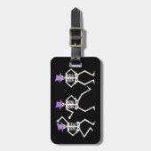 ハロウィーンウィムシー踊りスケルトン紫トップハット ラゲッジタグ (正面縦)